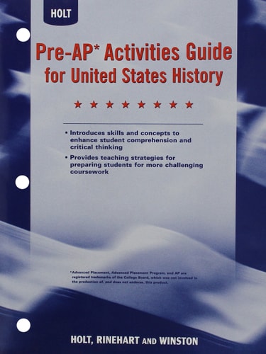 Holt Social Studies: United States History Pre-AP Activities Guide with Answers