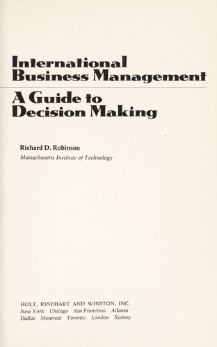 International Business Management A Guide to Decision Making