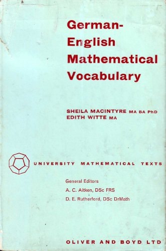 German-English Mathematical Vocabulary (University Mathematical Texts)