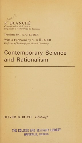 Contemporary science and rationalism (Contemporary science paperbacks, 27)