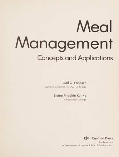 Meal Management Concepts and Applications