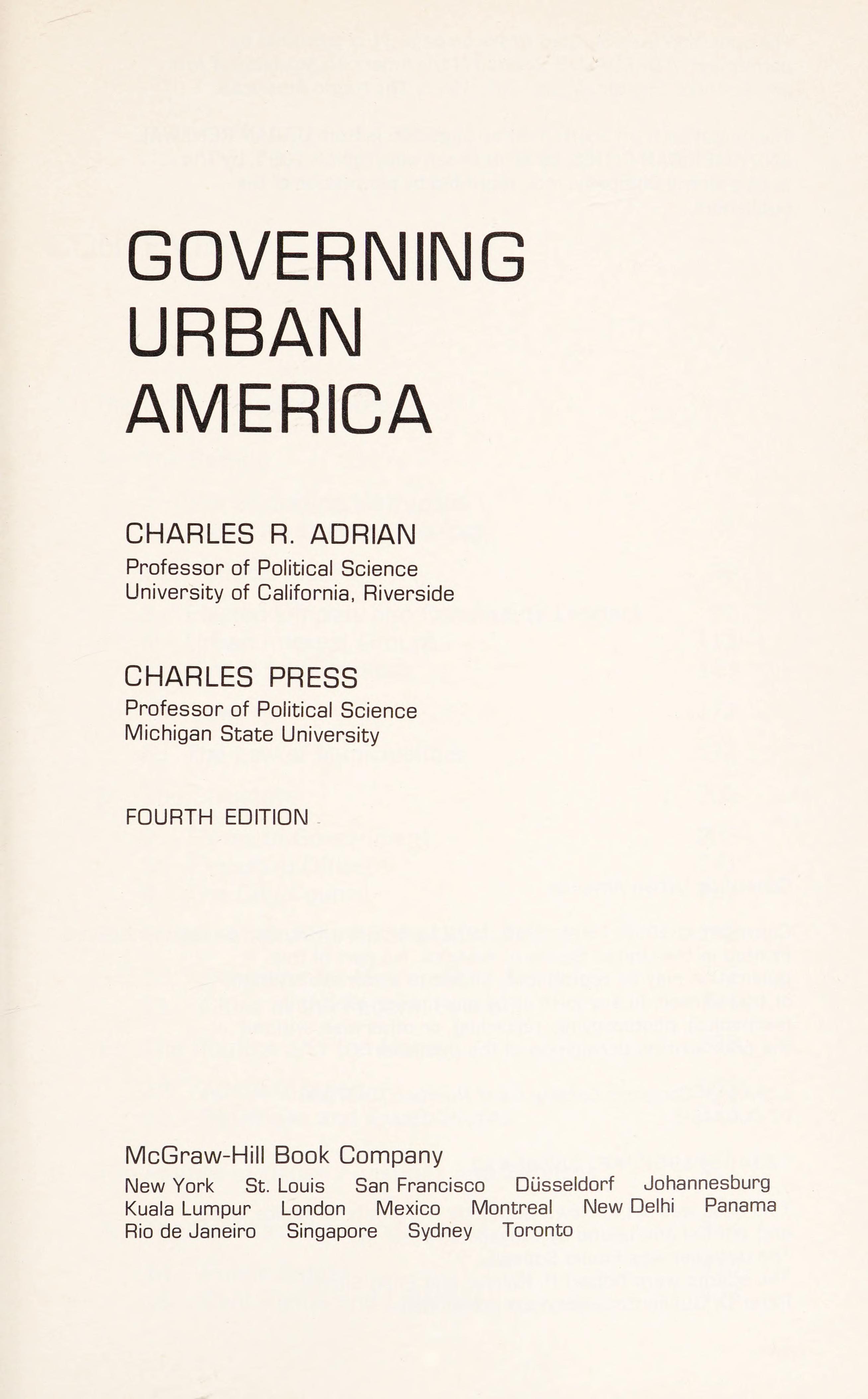 Governing urban America
