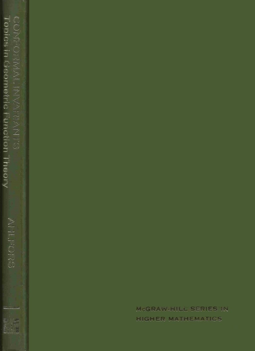 Conformal Invariants: Topics in Geometric Function Theory (McGraw-Hill series in higher mathematics)