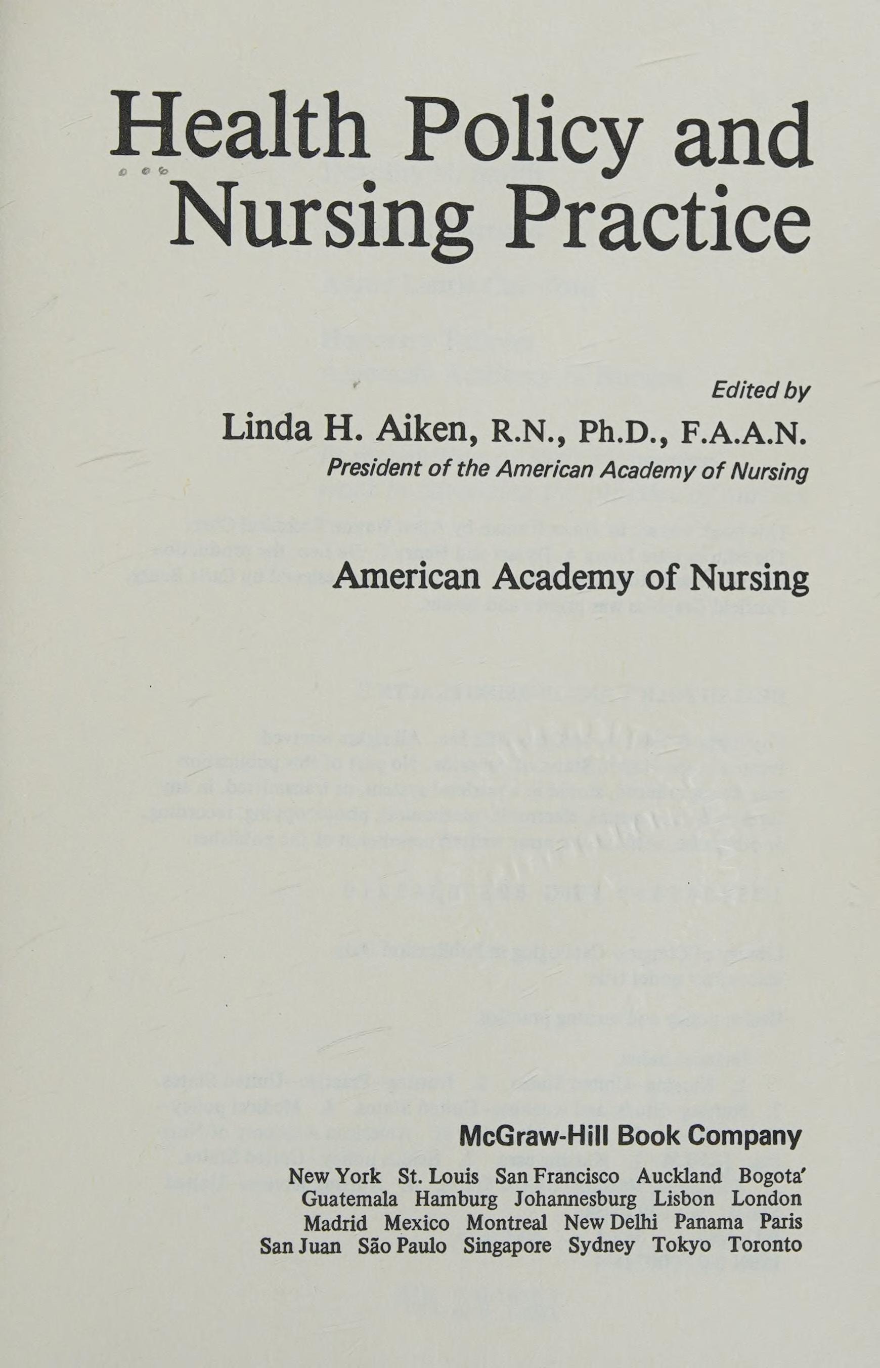Health policy and nursing practice