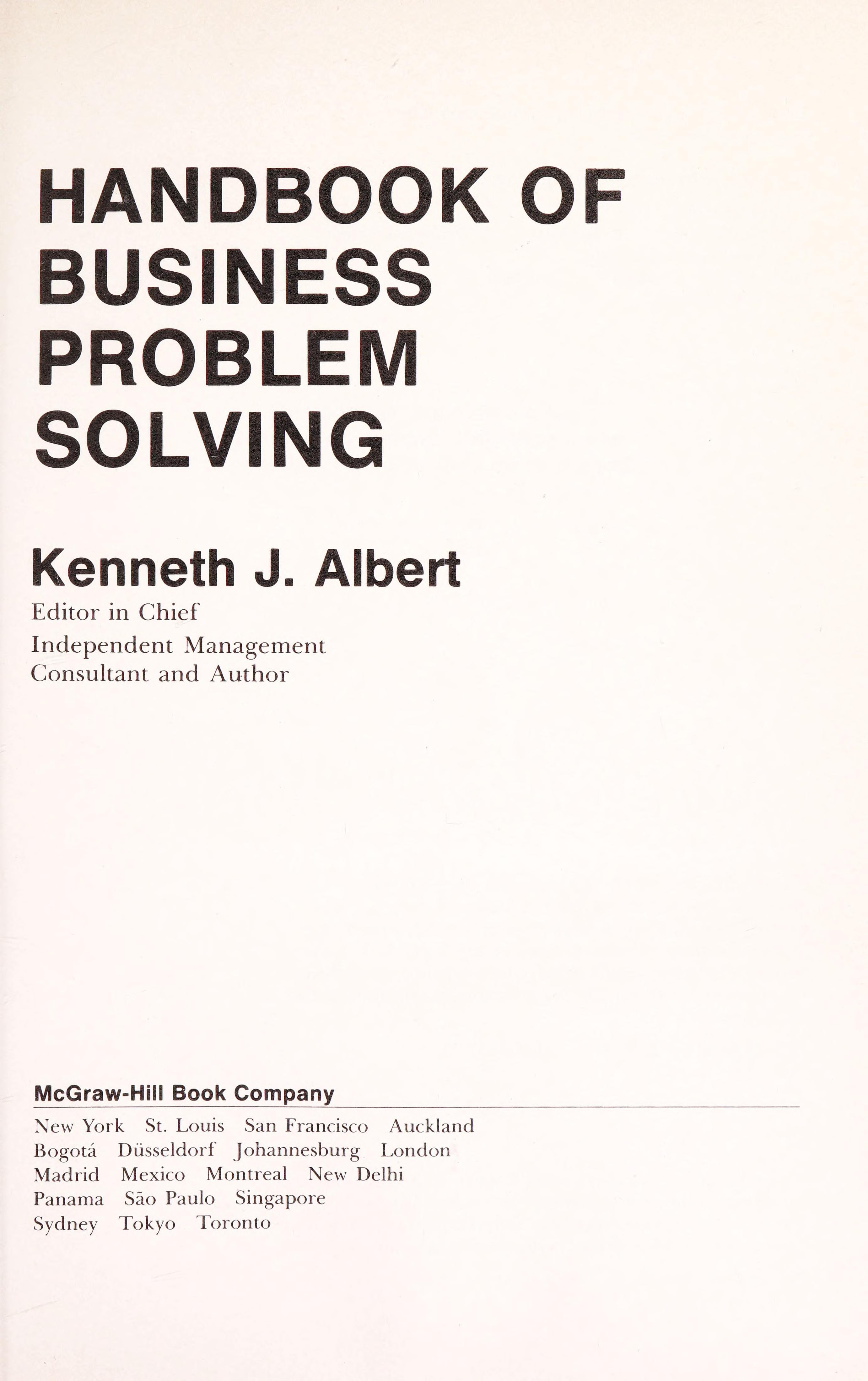 Handbook of Business Problem Solving