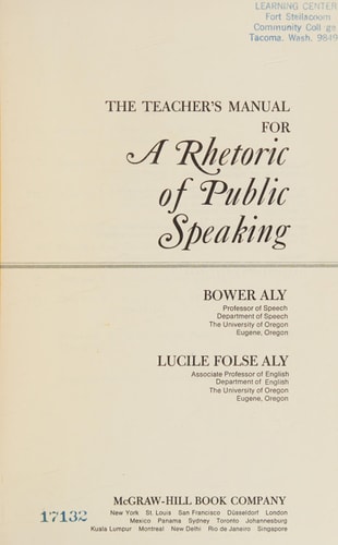The teacher's manual for A rhetoric of public speaking