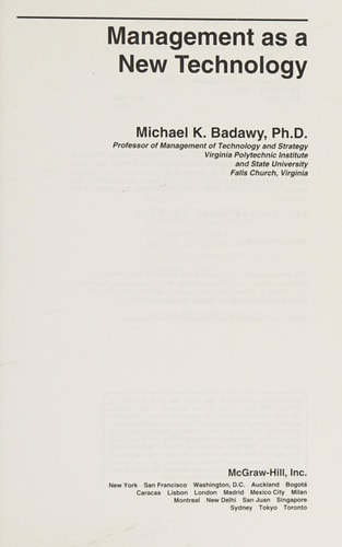 Management As a New Technology (McGraw-Hill Engineering and Technology Management)