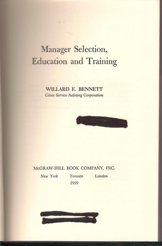 Manager Selection, Education & Training,