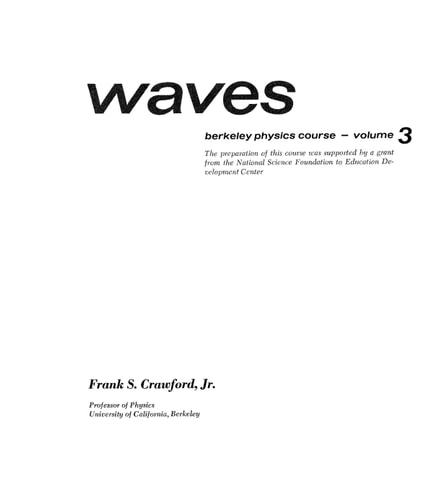 Waves (Berkeley Physics Course, Vol. 3)