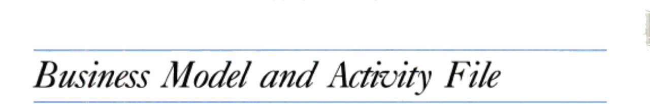Sweetco Business Model and Activity File