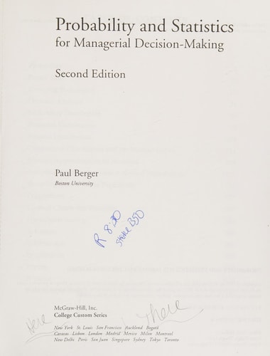 Probability and statistics for managerial decision-making (College Custom Series)
