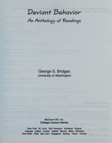 Deviant Behavior an Anthology of Readings