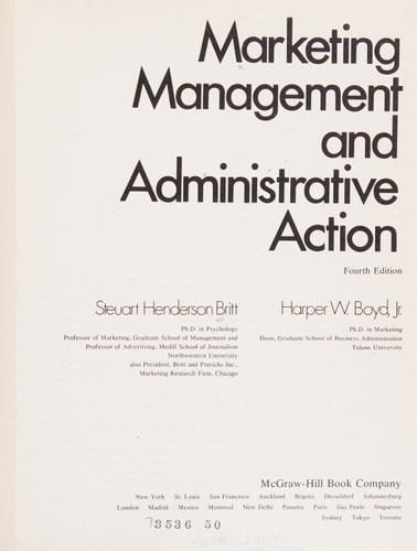Marketing Management and Administrative Action (McGraw-Hill Series in Marketing)