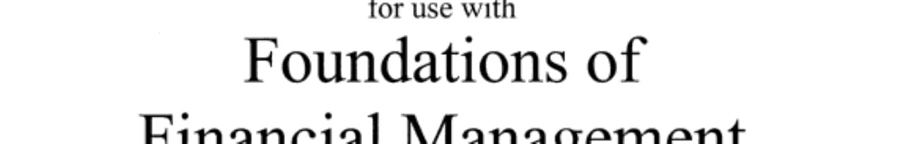 Foundations of Financial Management