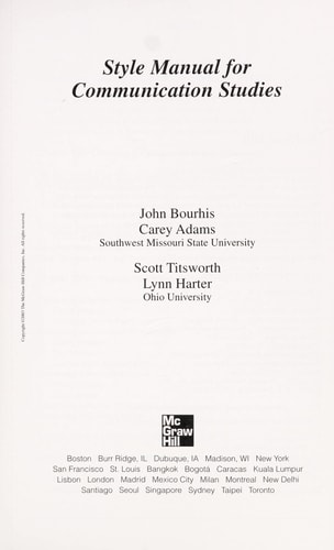 Style Manual for Communication Studies