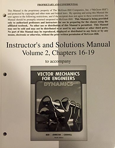 Instructor's and Solutions Manual Volume 2, Chapters 16-19 to accompany Vector M