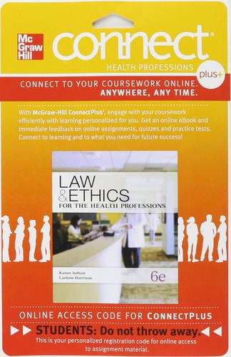 Connect 1-Semester Access Card for Law and Ethics for the Health Professions