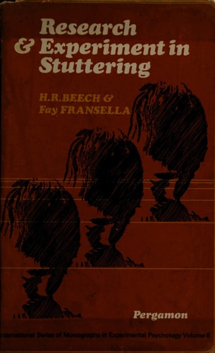 Research and experiment in stuttering, (International series of monographs in experimental psychology, v. 6)