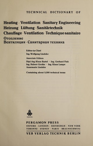 Four-Language Technical Dictionary of Heating, Ventilation and Sanitary Engineering: English, German, French, Russian
