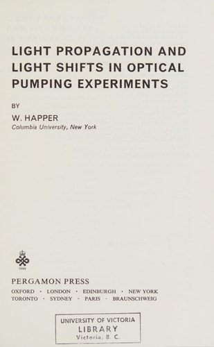 Light propagation and light shifts in optical pumping experiments, (Progress in quantum electronics)