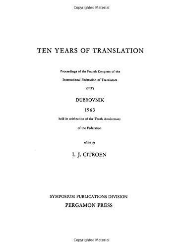 Dix Années de Traduction