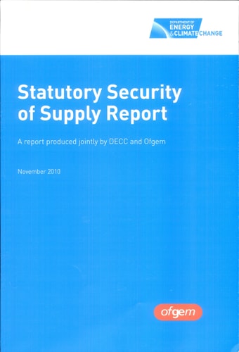 Statutory security of supply report