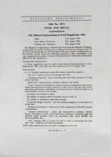 Mineral Hydrocarbons in Food Regulations 1966