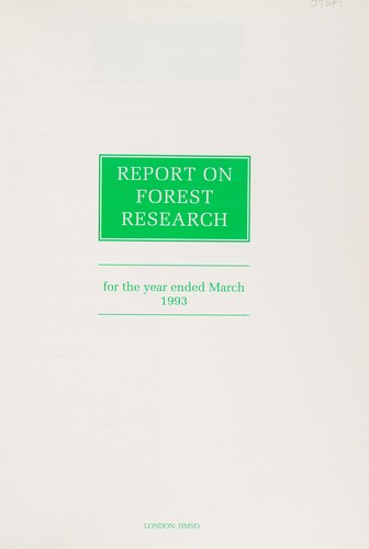 Report on Forest Research 1993