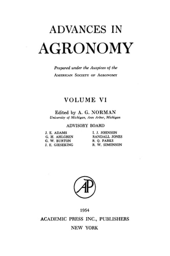 Advances in Agronomy: Volume 6