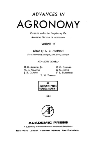Advances in Agronomy: Volume 13