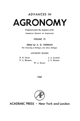 Advances in Agronomy: Volume 19