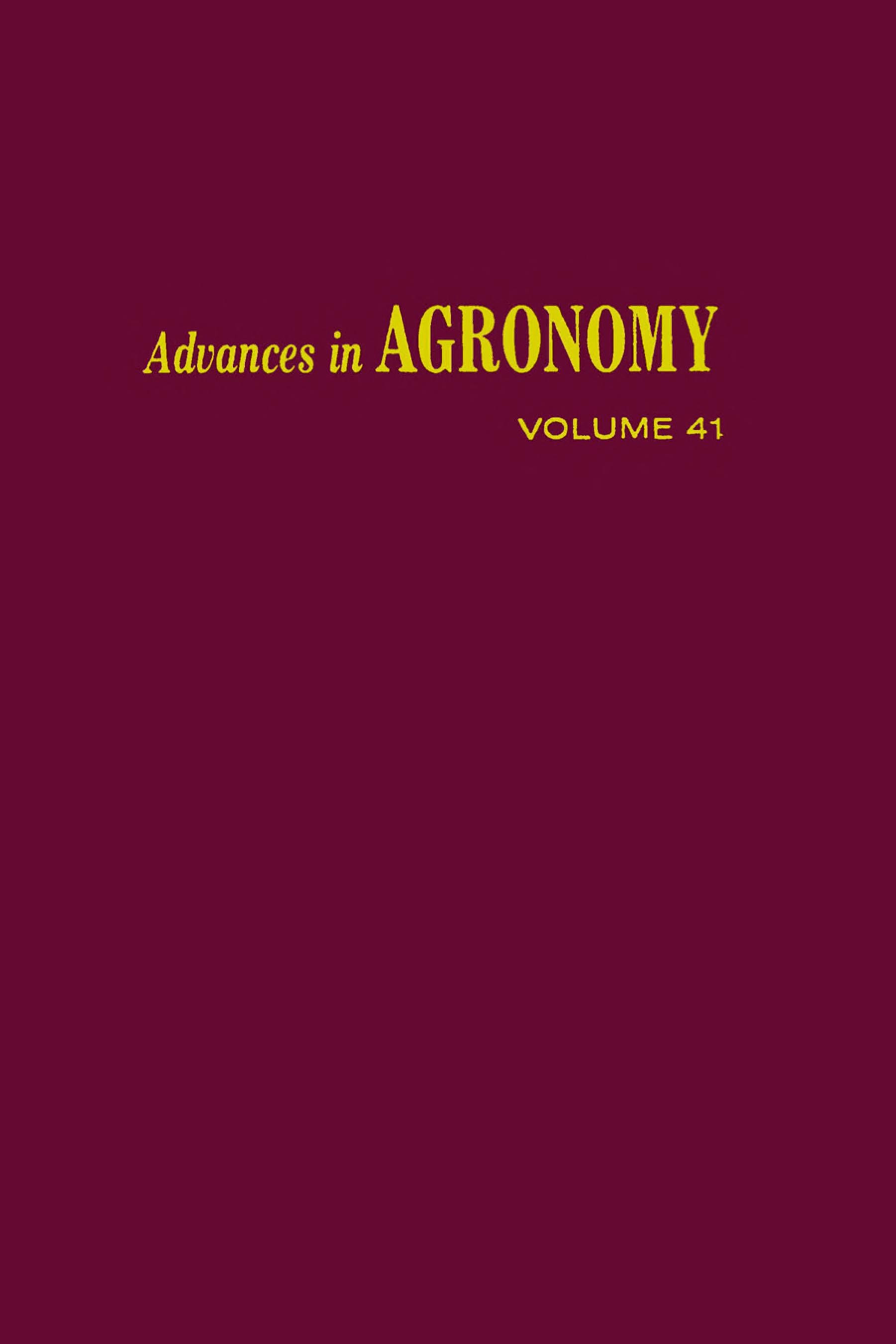 Advances in Agronomy: Vol. 41