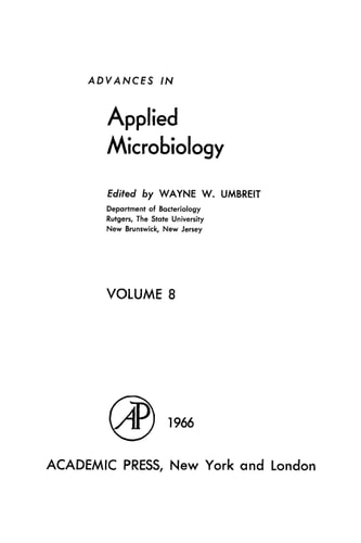 Advances in Applied Microbiology: Volume 8