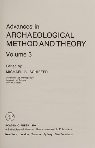 Advances in Archaeological Method and Theory: Volume 3