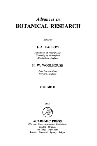 Advances in Botanical Research: Vol. 11