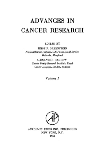 Advances in Cancer Research: Volume 1