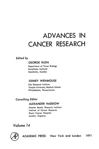 Advances in Cancer Research: Volume 14