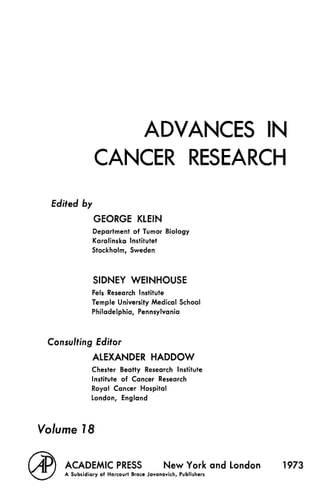 Advances in Cancer Research: Volume 18