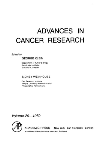 Advances in Cancer Research: Volume 29