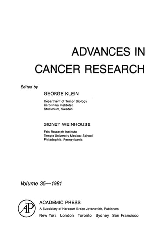 Advances in Cancer Research: Volume 35
