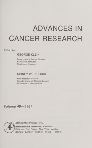 Advances in Cancer Research: Volume 49