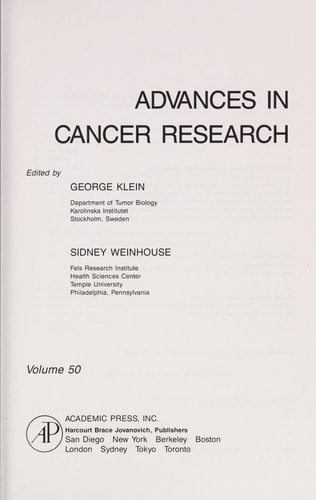 Advances in Cancer Research: Volume 50