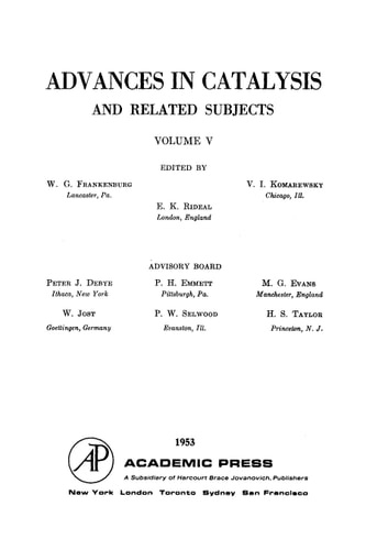 Advances in Catalysis: Volume 5