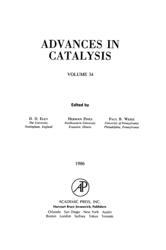 Advances in Catalysis: Volume 34