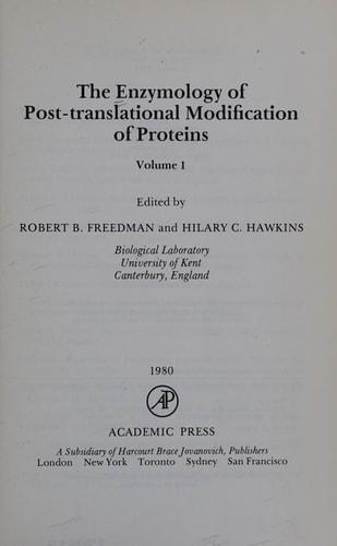 The Enzymology of Post-translational Modification of Proteins Ill. 1. (1980). - VIII, 515 S.