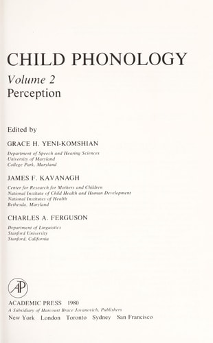 Child Phonology: Perception