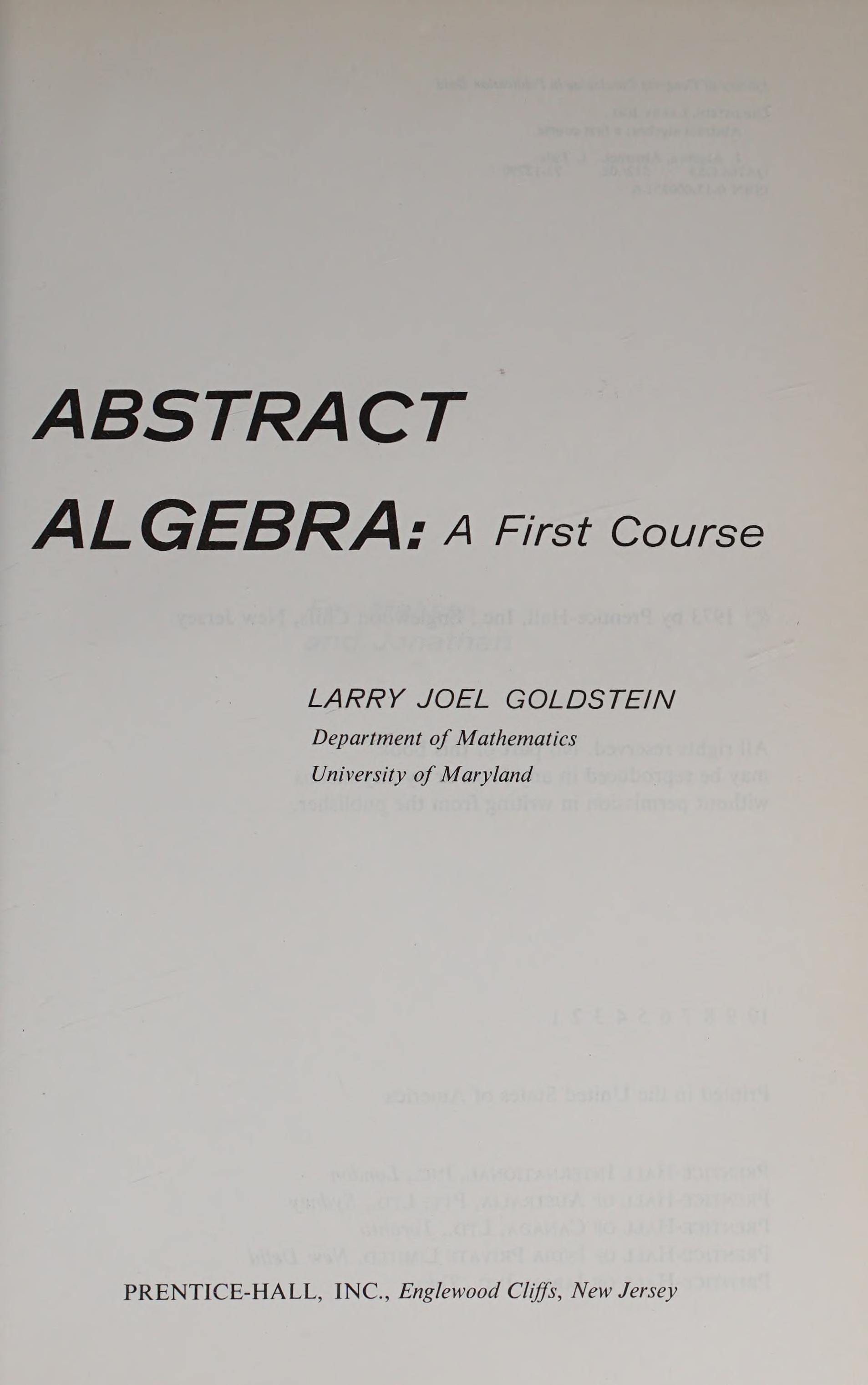 Abstract Algebra: A First Course