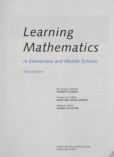 Learning Mathematics in Elementary and Middle Schools