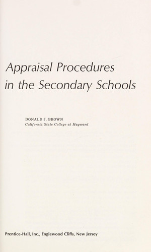 Appraisal procedures in the secondary schools (Foundations of secondary education)