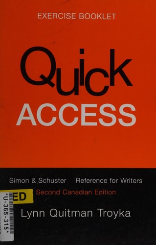 Quick Access Simon and Schuster Reference for Writers, Second Canadian Edition